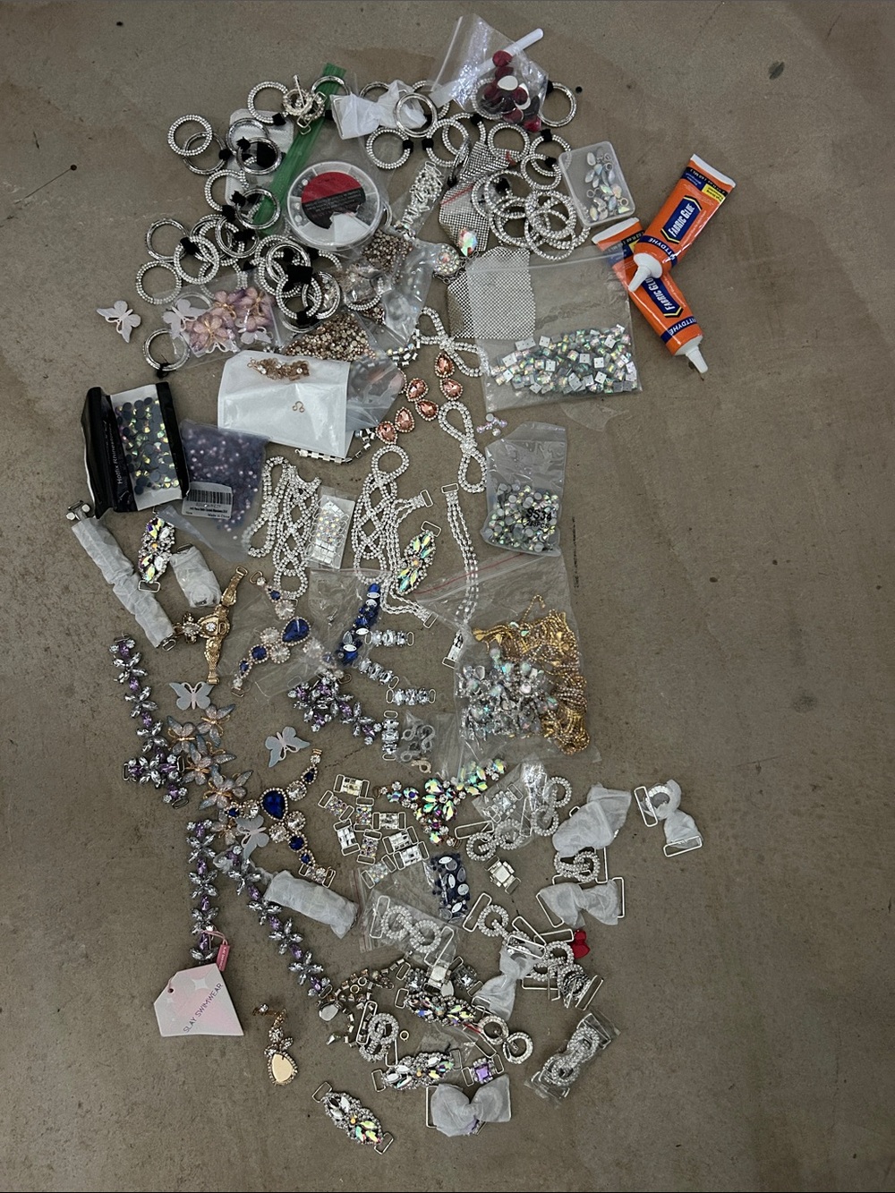 Rhinestone & Crystal Jewelry Mix - Silver & Iridescent.